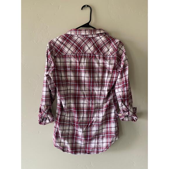 Eddie Bauer Women Flannel Plaid Long Roll Tab Sleeve Button-Up Shirt Size XS - Picture 5 of 5